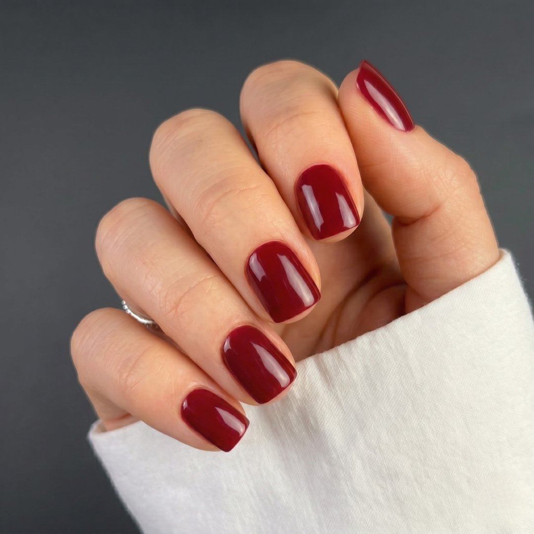 unghii presson super scurte bordo