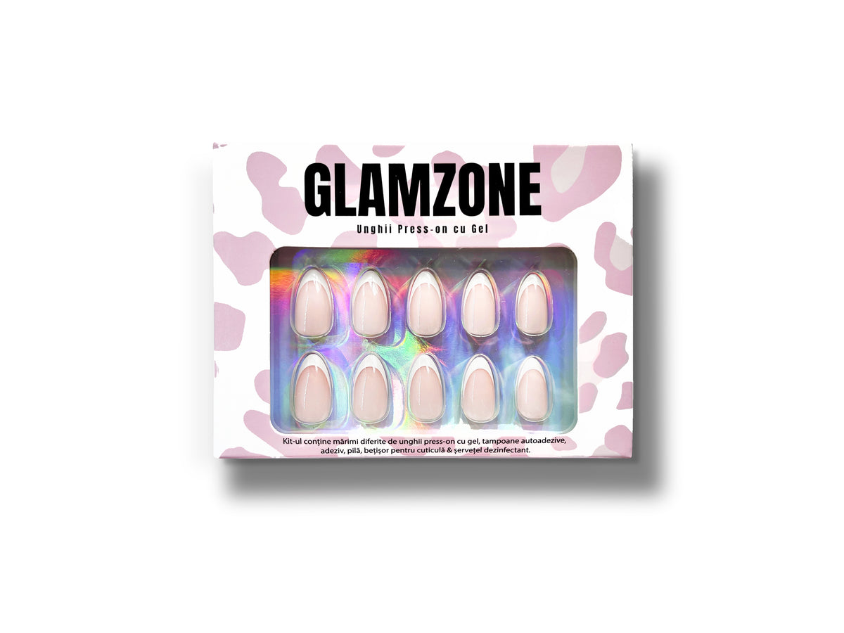 SET UNGHII FALSE CU TIPS GEL-X™ Office Oval French - Glamzone